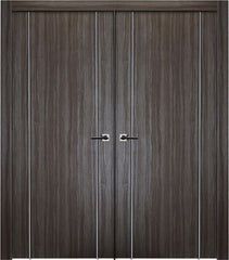 WDMA 36x80 Door (3ft by 6ft8in) Interior Barn Prefinished Leoni V-V Gray Modern Double Door 1