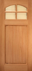 WDMA 36x80 Door (3ft by 6ft8in) Exterior Mahogany Single entry Door 4-Lite Arch lite 1 V-grooved Panel 1