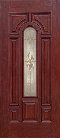 WDMA 36x80 Door (3ft by 6ft8in) Exterior Cherry Center Arch Lite Single Entry Door HM Glass 1