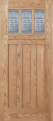 WDMA 36x80 Door (3ft by 6ft8in) Exterior Oak Barnsdale Single Door w/ C Glass 1