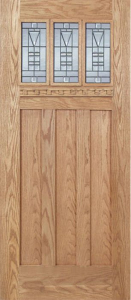 WDMA 36x80 Door (3ft by 6ft8in) Exterior Oak Barnsdale Single Door w/ B Glass 1