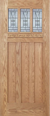 WDMA 36x80 Door (3ft by 6ft8in) Exterior Oak Barnsdale Single Door w/ B Glass 1