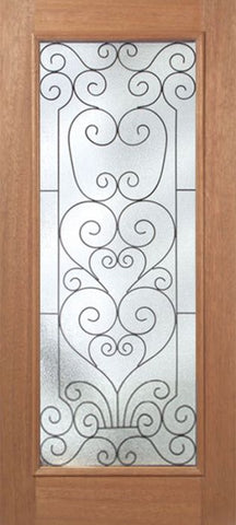 WDMA 36x80 Door (3ft by 6ft8in) Exterior Mahogany Roma Single Door w/ SM Glass - 6ft8in Tall 1
