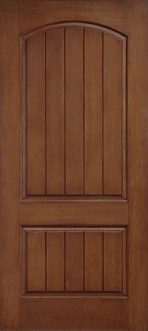 WDMA 36x80 Door (3ft by 6ft8in) Exterior Rustic 2 Panel Plank Soft Arch Classic-Craft Collection Single Door Granite Full Lite 1