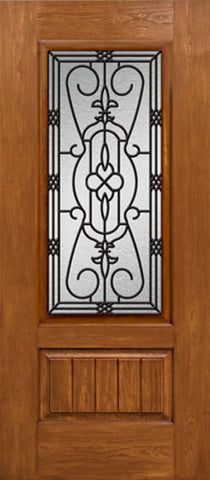 WDMA 36x80 Door (3ft by 6ft8in) Exterior Cherry Plank Panel 3/4 Lite Single Entry Door 3/4 Lite w/ MD Glass 1