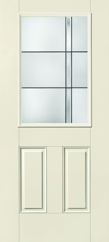 WDMA 36x80 Door (3ft by 6ft8in) Exterior Smooth Fiberglass Impact HVHZ Door 1/2 Lite 2 Panel Axis 6ft8in 1