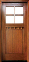 WDMA 36x80 Door (3ft by 6ft8in) Exterior Swing Mahogany Craftsman 1 Panel 4 Lite Square Single Door Dutch Door 1