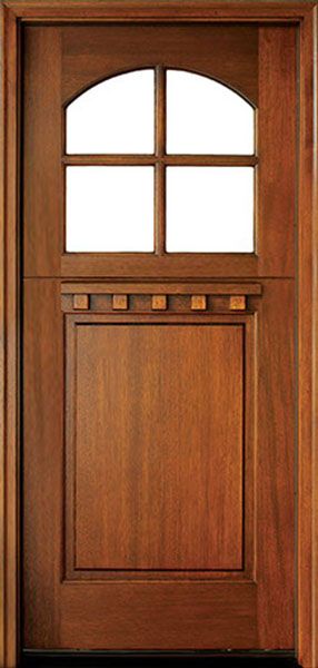 WDMA 36x80 Door (3ft by 6ft8in) Exterior Swing Mahogany Craftsman 1 Panel 4 Lite Arched Single Door Dutch Door 1
