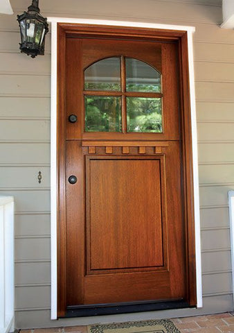WDMA 36x80 Door (3ft by 6ft8in) Exterior Swing Mahogany Craftsman 1 Panel 4 Lite Arched Single Door Dutch Door 2