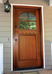 WDMA 36x80 Door (3ft by 6ft8in) Exterior Swing Mahogany Craftsman 1 Panel 4 Lite Arched Single Door Dutch Door 2