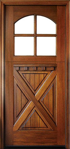 WDMA 36x80 Door (3ft by 6ft8in) Exterior Swing Mahogany Craftsman Crossbuck Panel 4 Lite Arched Single Door Dutch Door 1