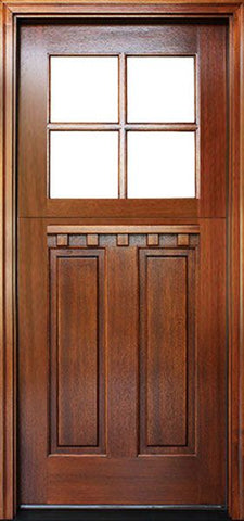 WDMA 36x80 Door (3ft by 6ft8in) Exterior Swing Mahogany Craftsman 2 Panel Vertical 4 Lite Square Single Door Dutch Door 1