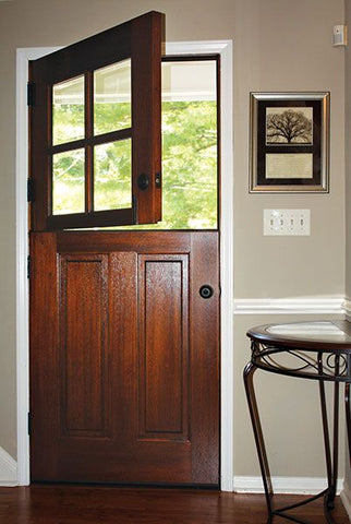 WDMA 36x80 Door (3ft by 6ft8in) Exterior Swing Mahogany Craftsman 2 Panel Vertical 4 Lite Square Single Door Dutch Door 2