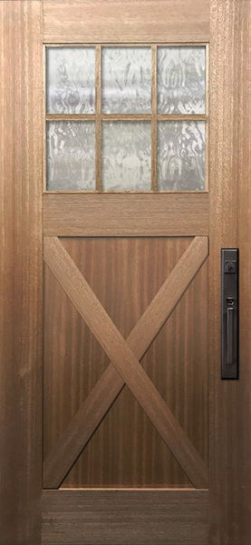 WDMA 36x80 Door (3ft by 6ft8in) Exterior Mahogany 36in x 80in Craftsman 6 Lite SDL X Panel Door 1