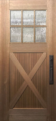 WDMA 36x80 Door (3ft by 6ft8in) Exterior Mahogany 36in x 80in Craftsman 6 Lite SDL X Panel Door 1
