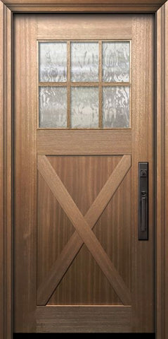 WDMA 36x80 Door (3ft by 6ft8in) Exterior Mahogany 36in x 80in Craftsman 6 Lite SDL X Panel Door 2