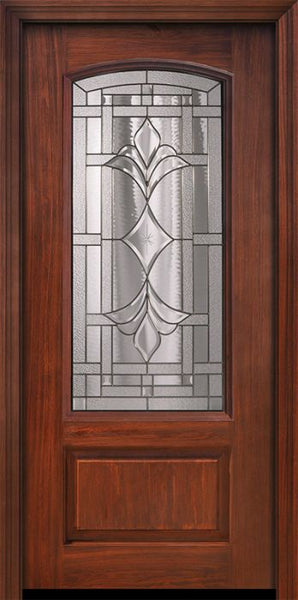 WDMA 36x80 Door (3ft by 6ft8in) Exterior Cherry Pro 80in 1 Panel 3/4 Arch Lite Marsala Door 1