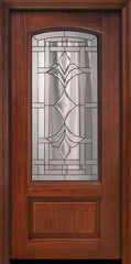WDMA 36x80 Door (3ft by 6ft8in) Exterior Cherry Pro 80in 1 Panel 3/4 Arch Lite Marsala Door 1