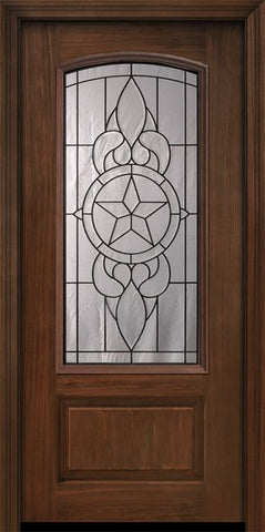 WDMA 36x80 Door (3ft by 6ft8in) Exterior Cherry Pro 80in 1 Panel 3/4 Arch Lite Brazos Door 1