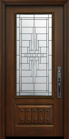 WDMA 36x80 Door (3ft by 6ft8in) Exterior Cherry Pro 80in 1 Panel 3/4 Lite Remington Door 1