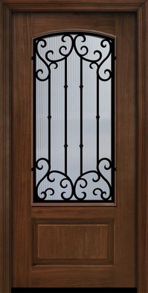 WDMA 36x80 Door (3ft by 6ft8in) Exterior Cherry Pro 80in 1 Panel 3/4 Arch Lite Valencia Door 1