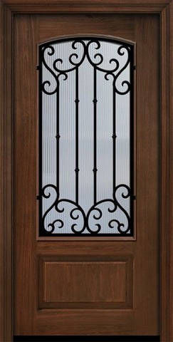 WDMA 36x80 Door (3ft by 6ft8in) Exterior Cherry Pro 80in 1 Panel 3/4 Arch Lite Valencia Door 1