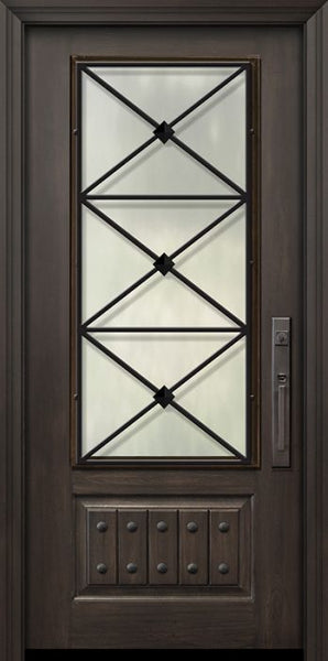 WDMA 36x80 Door (3ft by 6ft8in) Exterior Cherry Pro 80in 1 Panel 3/4 Lite Republic Door 1
