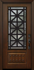 WDMA 36x80 Door (3ft by 6ft8in) Exterior Cherry Pro 80in 1 Panel 3/4 Lite Contempo Steel Grille Door 1