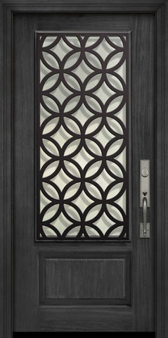 WDMA 36x80 Door (3ft by 6ft8in) Exterior Cherry Pro 80in 1 Panel 3/4 Lite Eclectic Steel Grille Door 1