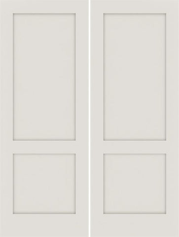 WDMA 36x84 Door (3ft by 7ft) Interior Swing Smooth 84in Primed 2 Panel Shaker Double Door|1-3/4in Thick 1
