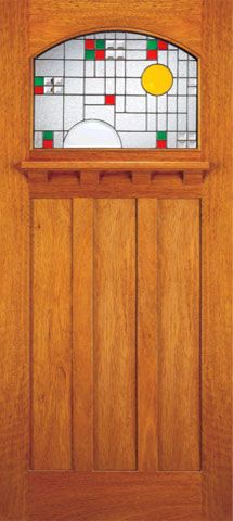 WDMA 36x84 Door (3ft by 7ft) Exterior Mahogany Craftsman Single Doors Frank Lloyd Wright Glass Design 1