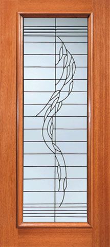 WDMA 36x84 Door (3ft by 7ft) Exterior Mahogany Weeping Willow Branches Beveled Glass Front Single Door Full Lite 1