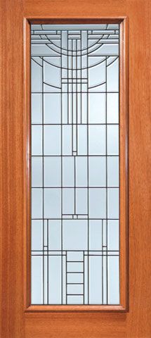 WDMA 36x84 Door (3ft by 7ft) Exterior Mahogany Art Deco Beveled Glass Front Single Door Full Lite 1