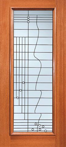 WDMA 36x84 Door (3ft by 7ft) Exterior Mahogany Contemporary Art Deco Beveled Glass Front Single Door Full Lite 1