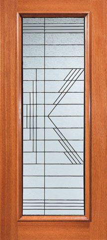 WDMA 36x84 Door (3ft by 7ft) Exterior Mahogany Contemporary Hand-cut Beveled Glass Front Single Door Full Lite 1