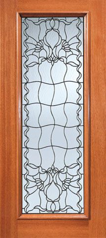 WDMA 36x84 Door (3ft by 7ft) Exterior Mahogany Contemporary Floral Beveled Glass Front Single Door Full Lite 1