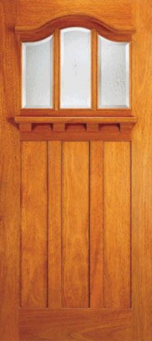 WDMA 36x84 Door (3ft by 7ft) Exterior Mahogany Arched 3-Lite Glass Craftsman Single Door 1