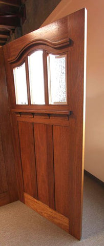 WDMA 36x84 Door (3ft by 7ft) Exterior Mahogany Arched 3-Lite Glass Craftsman Single Door 4