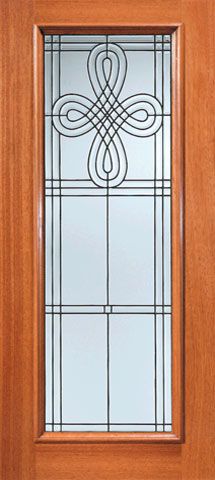 WDMA 36x84 Door (3ft by 7ft) Exterior Mahogany Celtic Design Beveled Glass Front Door Triple Glazed Glass Option 1