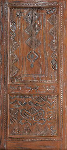 WDMA 36x84 Door (3ft by 7ft) Exterior Mahogany African Style Hand Carved Single Door 1