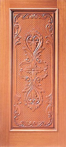 WDMA 36x84 Door (3ft by 7ft) Exterior Mahogany Single Door Hand Carved 1-Panel 1