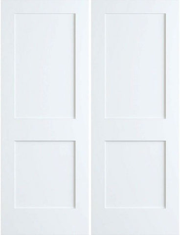 WDMA 36x96 Door (3ft by 8ft) Interior Barn Smooth 96in 2 Panel Primed Shaker 1-3/8in Double Door 1