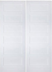 WDMA 36x96 Door (3ft by 8ft) Interior Barn Smooth 96in 6 Panel Primed Shaker 1-3/8in Double Door 1