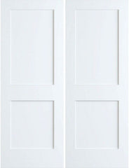 WDMA 36x96 Door (3ft by 8ft) Interior Barn Pine 96in Primed 2 Panel Shaker Double Doors | 4102E 1