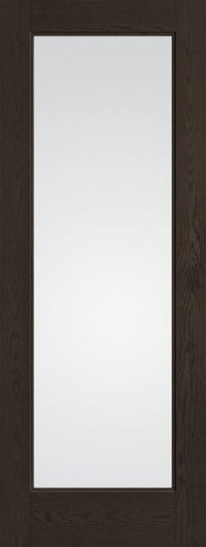 WDMA 36x96 Door (3ft by 8ft) Exterior Oak 1 Lite 8ft0in Full Lite Flush-Glazed Fiberglass Single Door 1