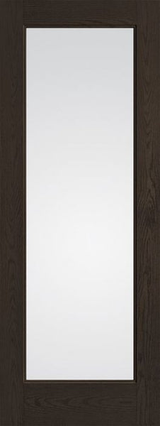 WDMA 36x96 Door (3ft by 8ft) Exterior Oak 1 Lite 8ft0in Full Lite Flush-Glazed Fiberglass Single Door 1