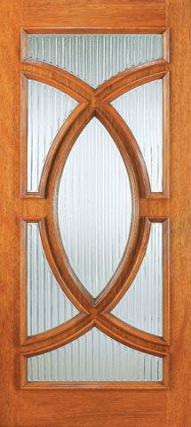 WDMA 36x96 Door (3ft by 8ft) Exterior Mahogany Single Door Radius Lite with Casting Glass 1