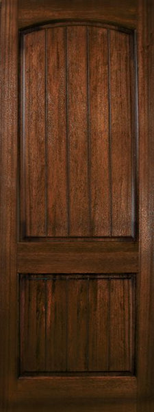 WDMA 36x96 Door (3ft by 8ft) Exterior Mahogany 36in x 96in Arch 2 Panel V-Grooved DoorCraft Door 1