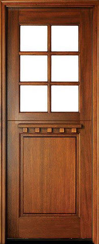 WDMA 36x96 Door (3ft by 8ft) Exterior Swing Mahogany Craftsman 1 Panel 6 Lite Square Single Door Dutch Door 1