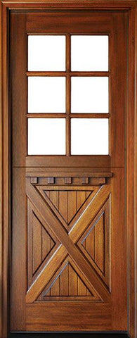 WDMA 36x96 Door (3ft by 8ft) Exterior Swing Mahogany Craftsman Crossbuck Panel 6 Lite Square Single Door Dutch Door 1